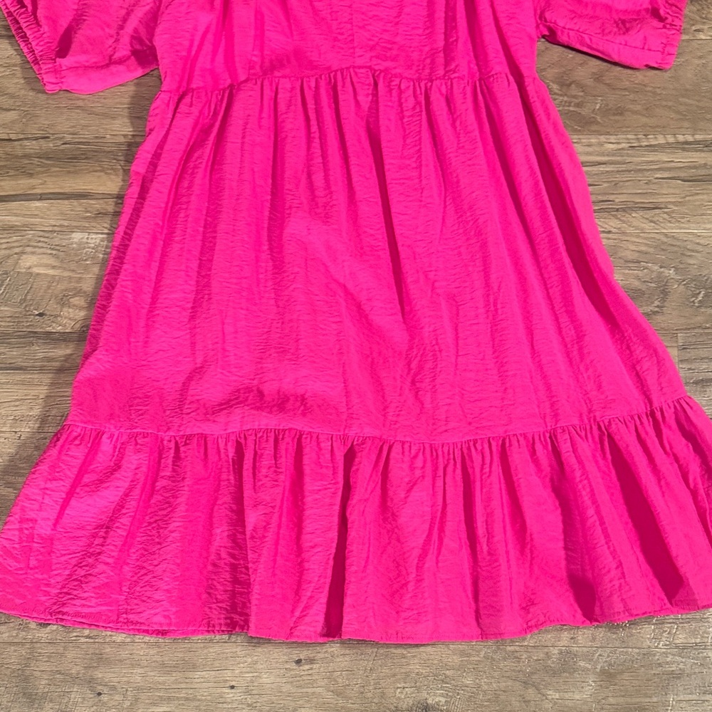 Nine West Pink Puff Sleeve Casual Dress - Size XL - Picture 5 of 12